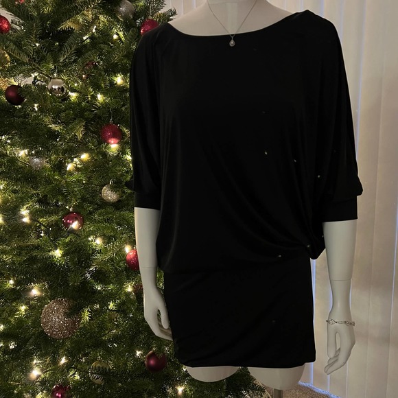 BCBGeneration Black Ruched Dress Size Medium - Picture 2 of 16